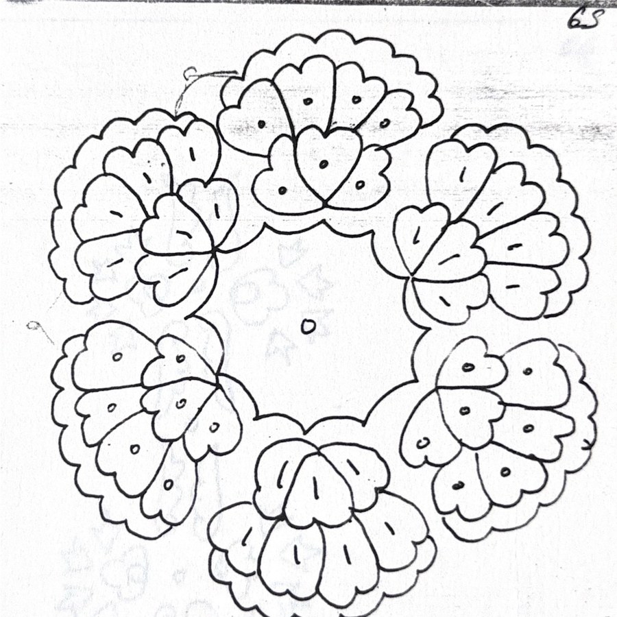 My grandmother's original circular wreath design, hand-drawn decades ago